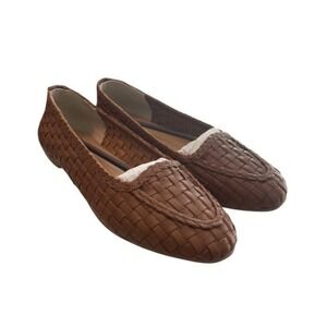 FS Lele Brazilian Leather Woven Loafers Cognac Brown Flats 11